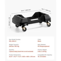 Slank Skraldespands Dolly, Modell til 16/23 Gal Containere, 200lbs Tungekraft, med Hjulmontering Discount
