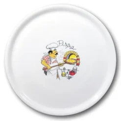 Slidstærk pizzatallerken lavet af Speciale porcelæn, dekoreret, 330 mm - sæt med 6 stk.