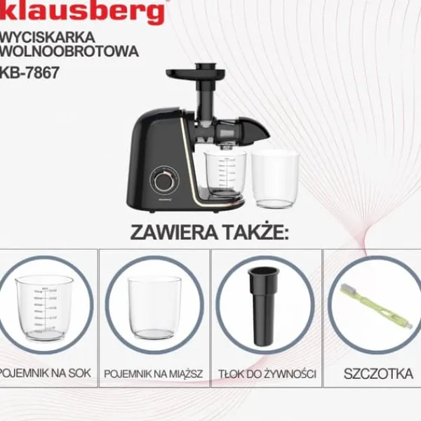 Juicepresser - Nyd Friskpresset Juice Derhjemme>Slow juicer 150W til frugt og grønt KOLDPRESSE KLAUSBERG KB-7867