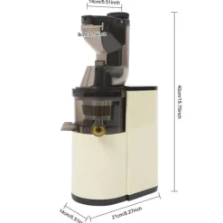 Slow Juicer YZJ02 - Koldpresset Saftpresser - 800W 220V EU-stik - 48 omdr./min - 500 ml - Frugtkødsseparation - Beige Discount
