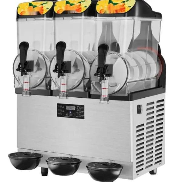 Slush Ice Maskine 3 x 12L / 3,2 Gal - Triple Skål, 72 Kopper - 220V 1300W i rustfrit stål til Margarita, Smoothies og Frosne Drinks. Sale