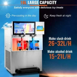 Slush Ice Maskine 8L / 2.1 Gal - Kommerciel Dobbeltskål til Slushy, Margarita, Smoothies og Frosne Drinks. Køb nu! Clearance