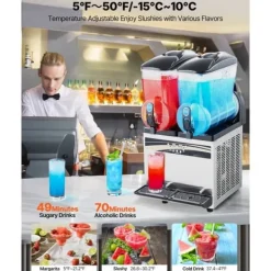 Slushmaskine Kommerciel, 15Lx2 Tank, Margarita Smoothie Frosne Drikkemaskine