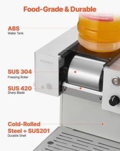 Snefnug-ismaskine - Elektrisk Ismaskine - Kapacitet 60 kg/24 t - Rustfri Stålklinge - Tank 1,8 l - Hurtig Forkøling 90 s - Til Hjem og Små Fester Discount