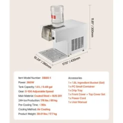 Snowflake ismaskine, 1,8L tank, 80x24x90 cm, sølv Clearance