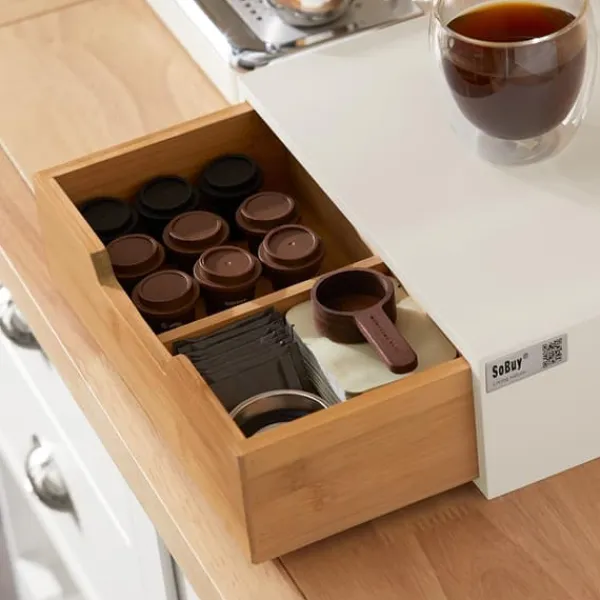 SoBuy Kaffekapselæske, opbevaring af kaffekapsler eller teposer, hvid, FRG179-WN Sale