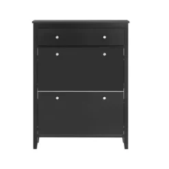 SoBuy Smalt skoskab med 2 klapdøre – 80X25X108cm | Pladsbesparende | Sort FSR89-SCH Hot