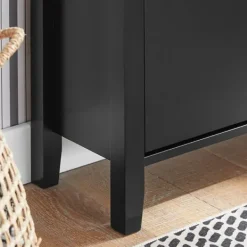 SoBuy Smalt skoskab med 2 klapdøre – 80X25X108cm | Pladsbesparende | Sort FSR89-SCH Hot