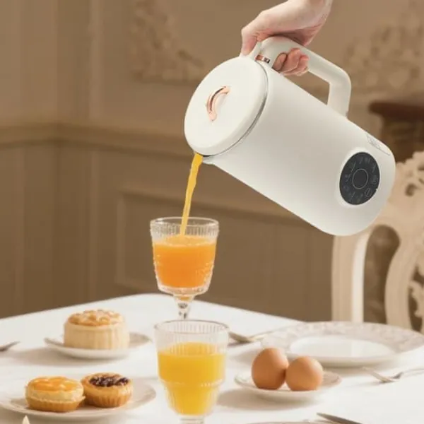 Sojamælk-Maskiner>Sojamælkemaskine & Blender - Bordmodel - 1 l - 304 rustfrit stål - 10 blade - 30000 omdr./min - 600 W opvarmning - 220 V EU-stik - Elfenben