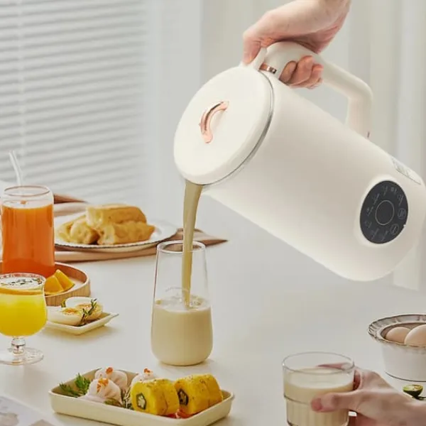 Sojamælk-Maskiner>Sojamælkemaskine & Blender - Bordmodel - 1 l - 304 rustfrit stål - 10 blade - 30000 omdr./min - 600 W opvarmning - 220 V EU-stik - Elfenben