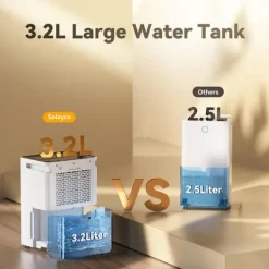 Solayce PD12R-02EE affugter, 260W, 3,2L tank, 35 dB, 90° drejning, Energibesparende, til rum op til 40 m², hvid