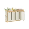 SONGMICS vasketøjskurv 4 rum 4 x 50 L 124,6 x 33 x 78 cm Cremehvid Clearance