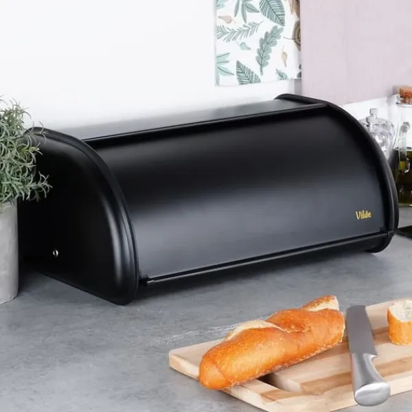 Sort brødkasse i stål 43x27,5x18,5 cm Discount