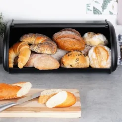 Sort brødkasse i stål 43x27,5x18,5 cm Discount