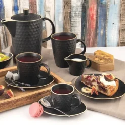 Sort keramik desserttallerken TEA TIME 16,5x15 cm Discount