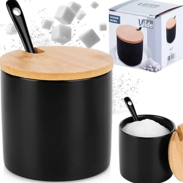 Sort keramisk sukkerskål Discount