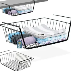Sort metalkurv til underhylde 40,5x26,5x14,5 cm Outlet