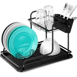 Sort opvaskestativ med 2 niveauer RADKA 42,5x32x29 cm Online
