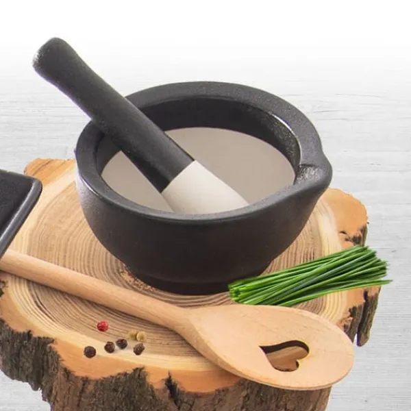 Mortere & Pistiller>SORT PORCELÆN krydderimørtel