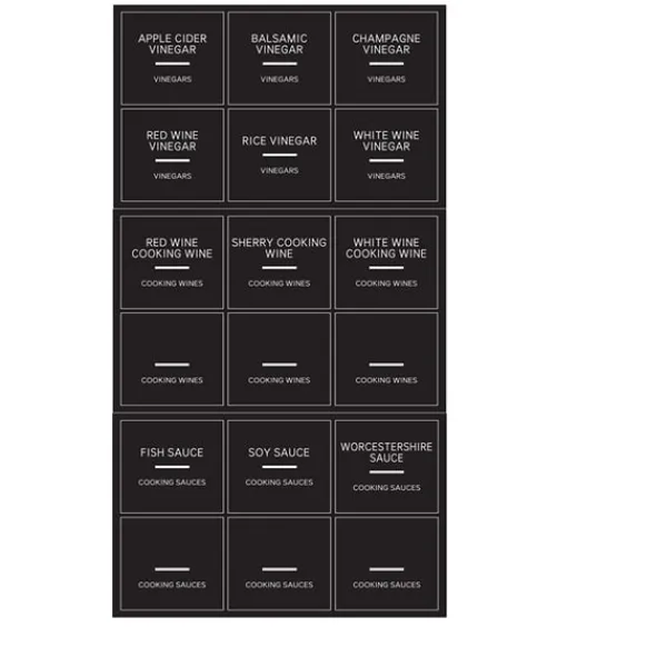 Sorte Sauceetiketter (20,65x14cm) - 18 Etiketter/5 Ark Discount