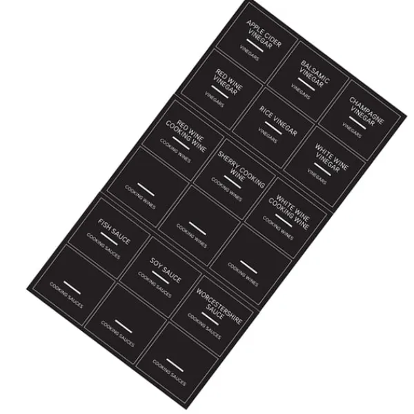 Sorte Sauceetiketter (20,65x14cm) - 18 Etiketter/5 Ark Discount
