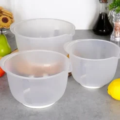 Piskeskåle & Køkkenskåle>Sæt køkkenrøreskåle med målebægre 1,5, 2, 2,5L 3 stk.