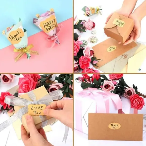 Tilbehør Til Madopbevaring>250st Kraft Paper Labels til dåser, gaver + blyant