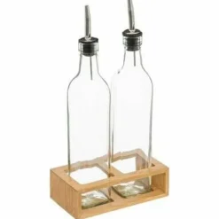 Sæt med 2 glas olivenolieflasker med bambusbund Clearance