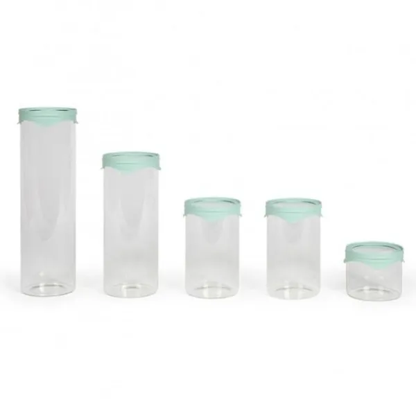 Opbevaringsdåser>Sæt med 5 opbevaringskrukker - LIVOO - MEN399 - 450 ml - Borosciliatglas - Silikone og glaslåg