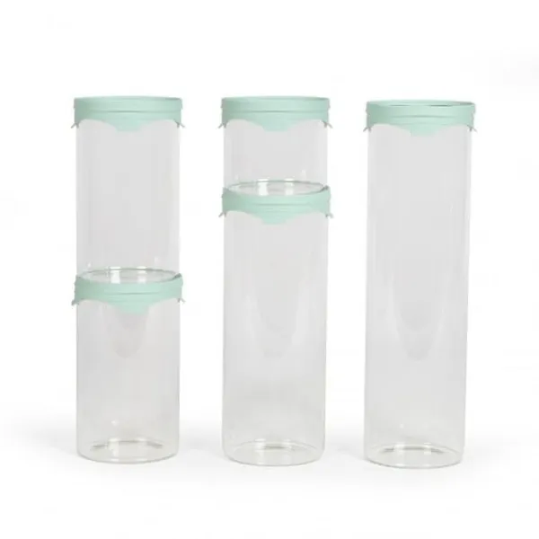 Opbevaringsdåser>Sæt med 5 opbevaringskrukker - LIVOO - MEN399 - 450 ml - Borosciliatglas - Silikone og glaslåg