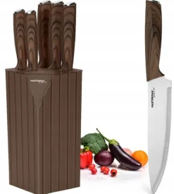 Sæt med køkkenknive i blok, 6 dele, SHARP Premium New
