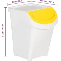 Stabelbare affaldsspande med låg - 3 stk. 120 l | Farve: Hvid | Materiale: PP New