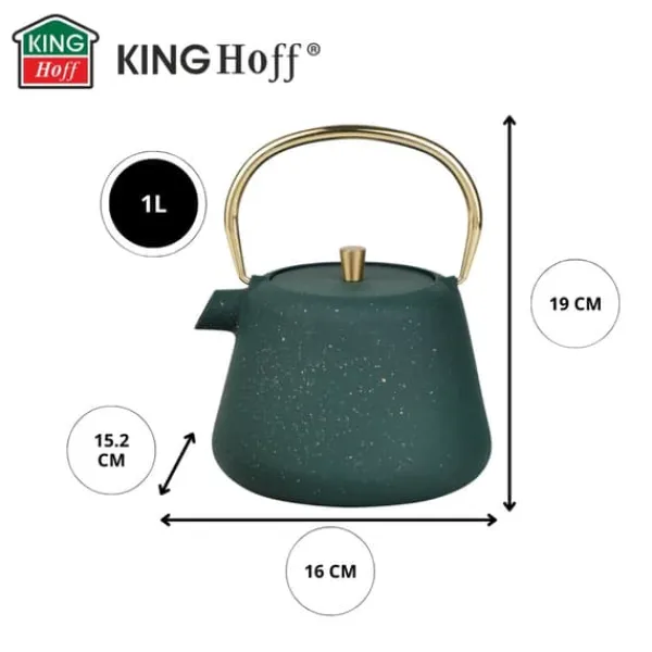 Kaffe- & Tekander>Støbejernstekande, kaffemaskine, 1,0L, KINGHOFF KH-1933