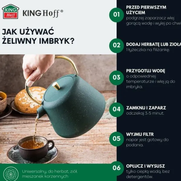 Kaffe- & Tekander>Støbejernstekande, kaffemaskine, 1,0L, KINGHOFF KH-1933