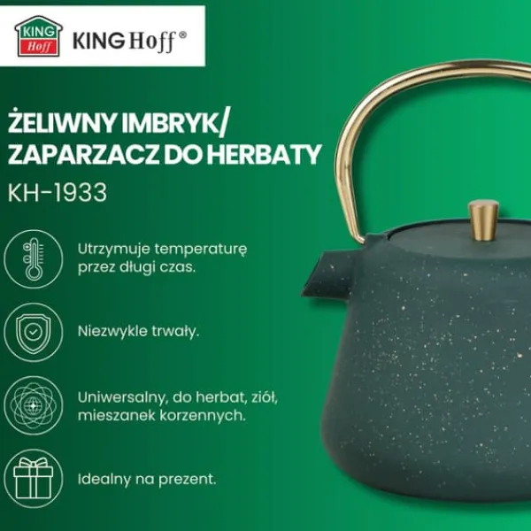 Kaffe- & Tekander>Støbejernstekande, kaffemaskine, 1,0L, KINGHOFF KH-1933