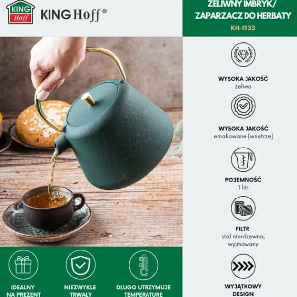 Kaffe- & Tekander>Støbejernstekande, kaffemaskine, 1,0L, KINGHOFF KH-1933