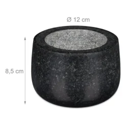Støder og morter, granit, 12x8,5 cm, sort Outlet