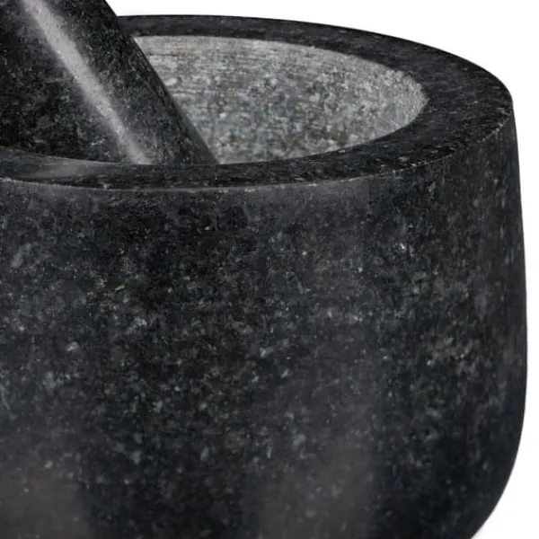 Støder og morter, granit, 12x8,5 cm, sort Outlet