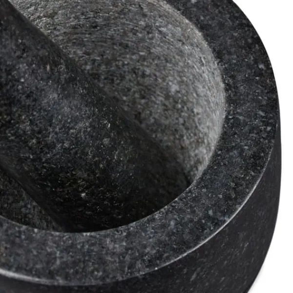 Støder og morter, granit, 12x8,5 cm, sort Outlet