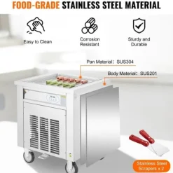 Stegepande til frit iskruller - Rulled Ice Cream Maker 19,7 x 19,7 tommer. Perfekt til lækre dessertoplevelser! Sale