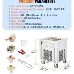 Stegepande til frit iskruller - Rulled Ice Cream Maker 19,7 x 19,7 tommer. Perfekt til lækre dessertoplevelser! Sale