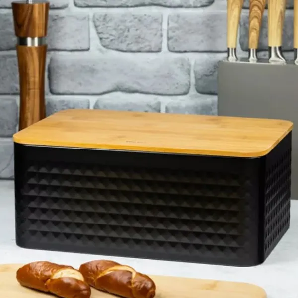 Brødkasser & Brødposer>STÅLBRØDBAGER MED BAMBUSPLADE KINGHOFF KH-1713