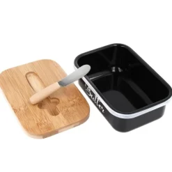 Stålsmørfad med smørkniv, sort og hvid, BRUNBESTE BB-2671-DE Discount