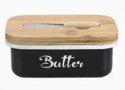 Stålsmørfad med smørkniv, sort og hvid, BRUNBESTE BB-2671-DE Discount
