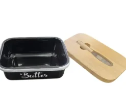 Stålsmørfad med smørkniv, sort og hvid, BRUNBESTE BB-2671-DE Discount