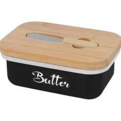 Stålsmørfad med smørkniv, sort og hvid, BRUNBESTE BB-2671-DE Discount