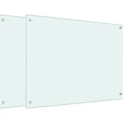 Stænkplader 2 stk. - Hærdet glas til køkken | Størrelse: 80x60 cm | Farve: Hvid Sale