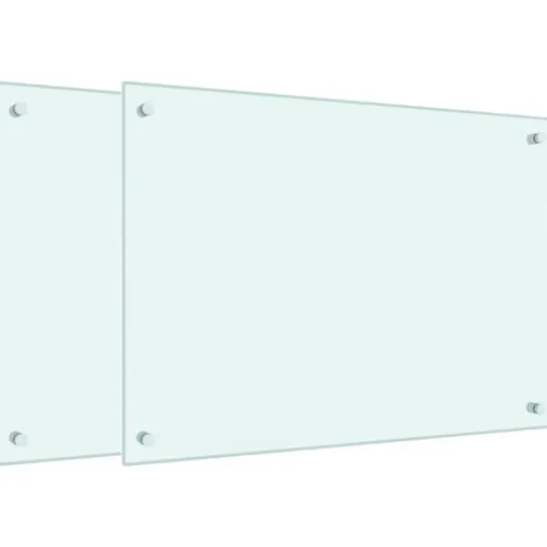 Stænkplader i 2 stk. hærdet glas 70x50 cm | Farve: Hvid Discount