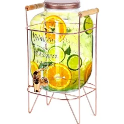 Stor glasdispenser med hane og stativ, 5,5 l New