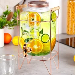 Stor glasdispenser med hane og stativ, 5,5 l New